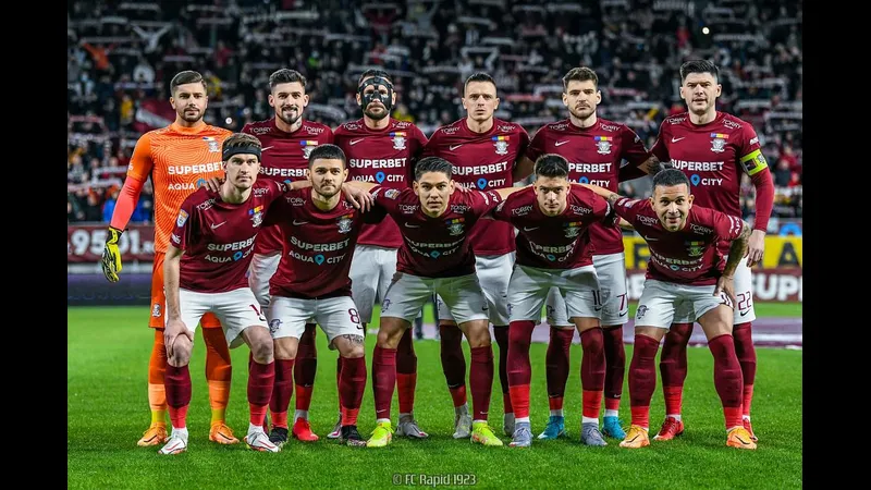 Cầu thủ của Rapid Bucuresti vượt qua cầu thủ của UTA Arad trên sân cỏ